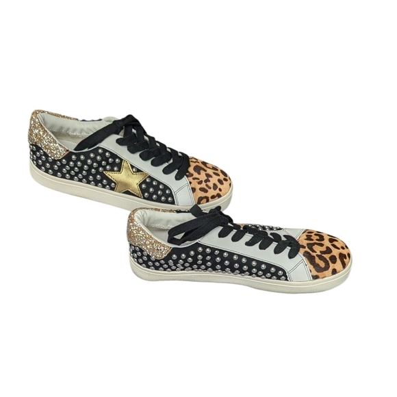 NWOT Steve Madden Leopard and Studded Sneakers - Picture 3 of 8